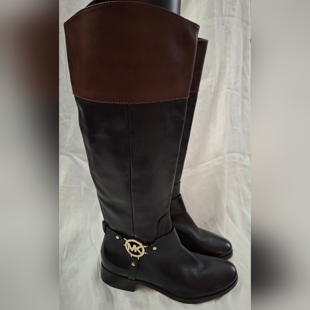 Michael Kors Black and Brown Riding Boots